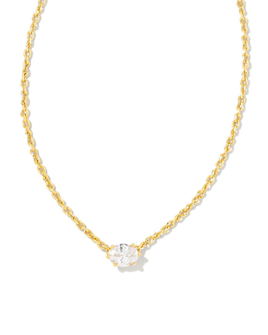 Kendra Scott Cailin Pendant Necklace - Gold Metal White Cubic Zirconium