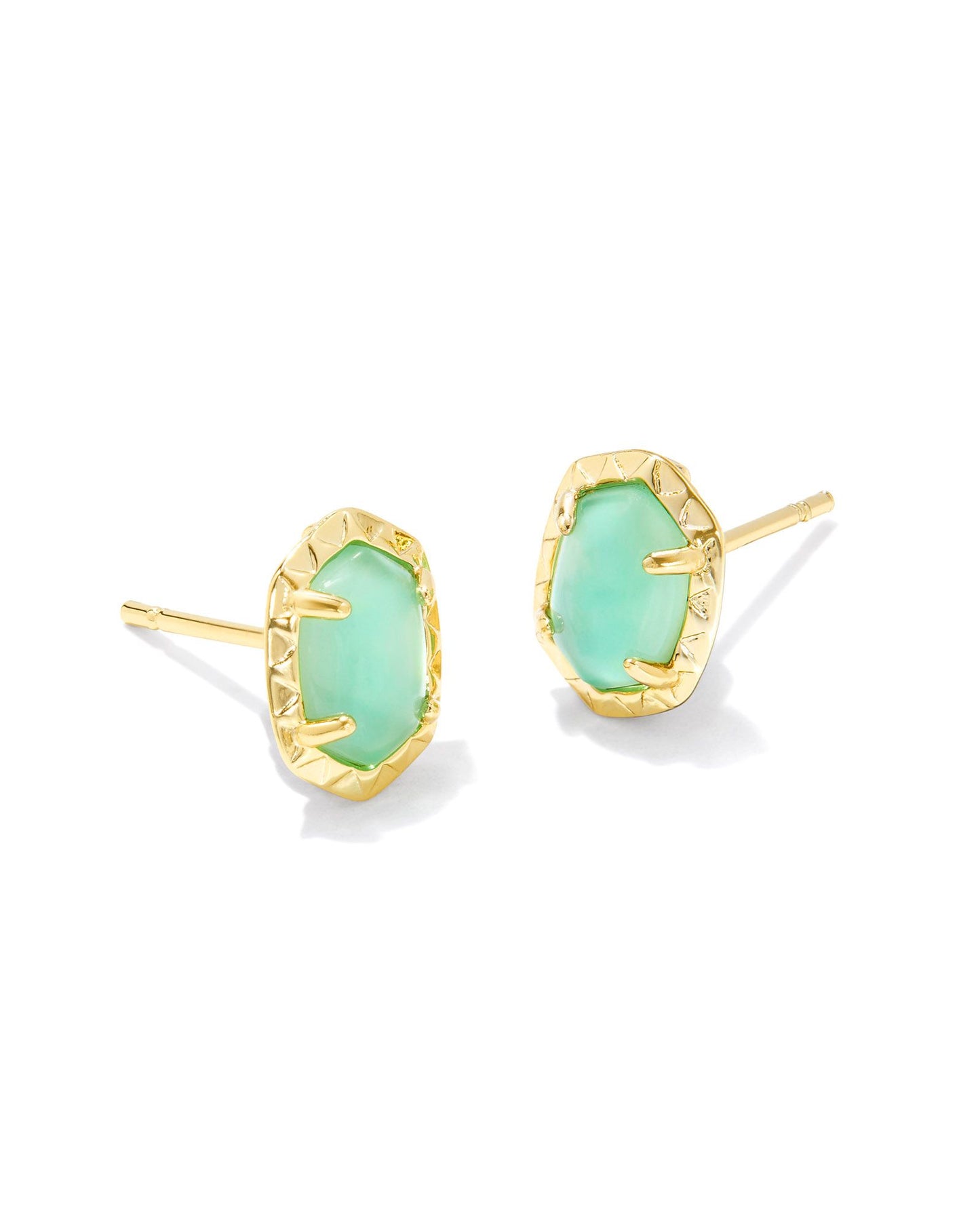 Kendra Scott Daphne Stud Earrings - Gold Light Green Mother Of Pearl