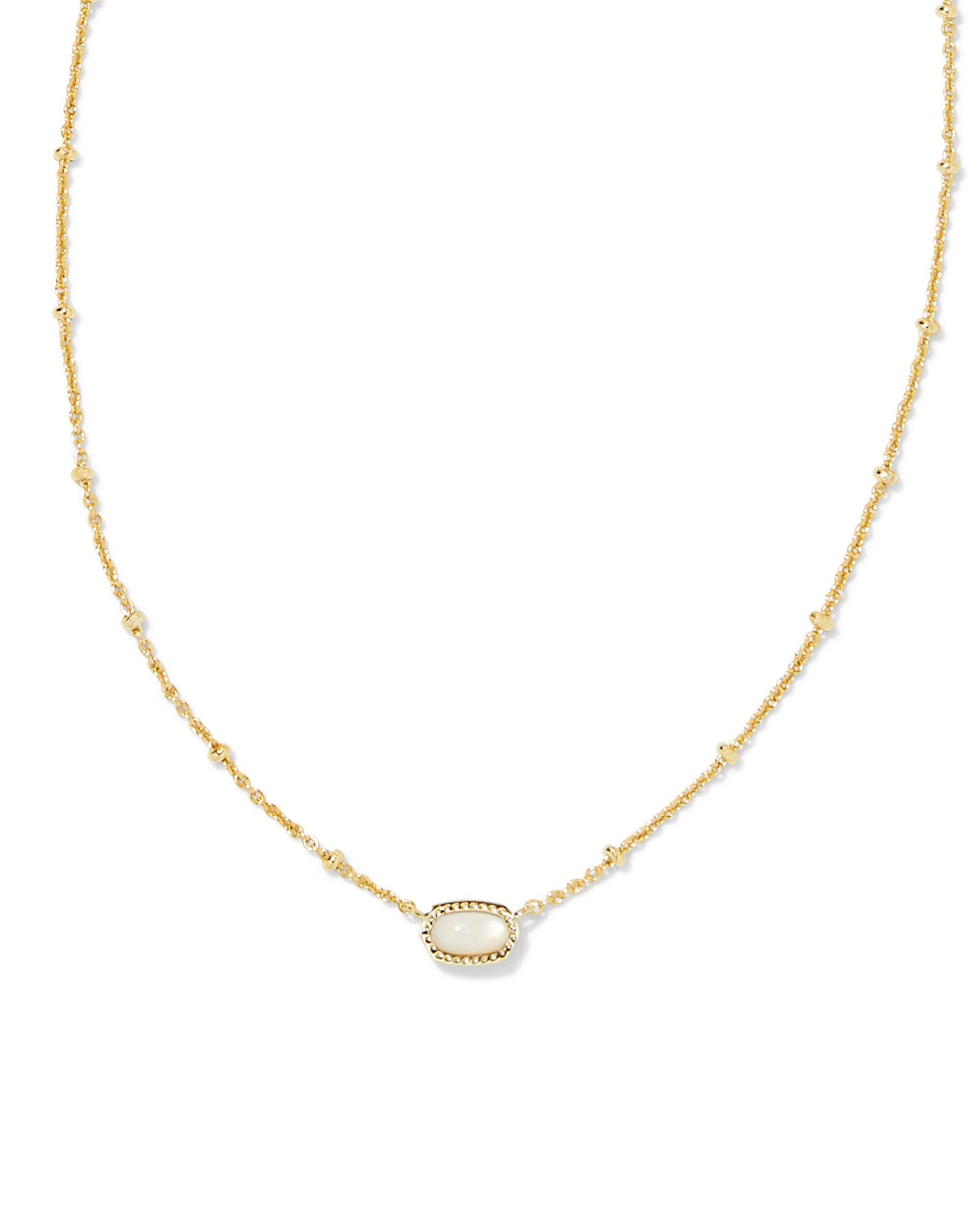 Kendra Scott Mini Elisa Satellite Short Pendant Necklace - Gold Ivory Mother Of Pearl