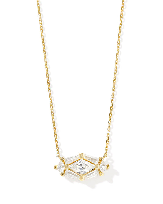 Kendra Scott Lindy Rae Elisa Short Pendant Necklace - Gold White Crystal