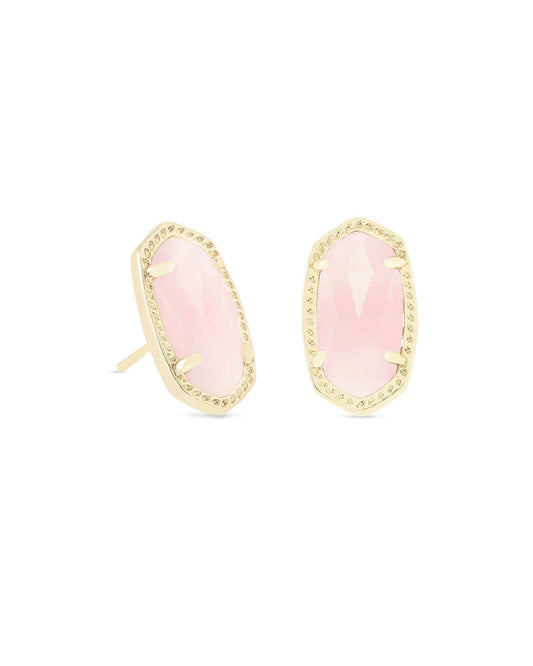 Kendra Scott Ellie Stud Earrings - Gold Rose Quartz