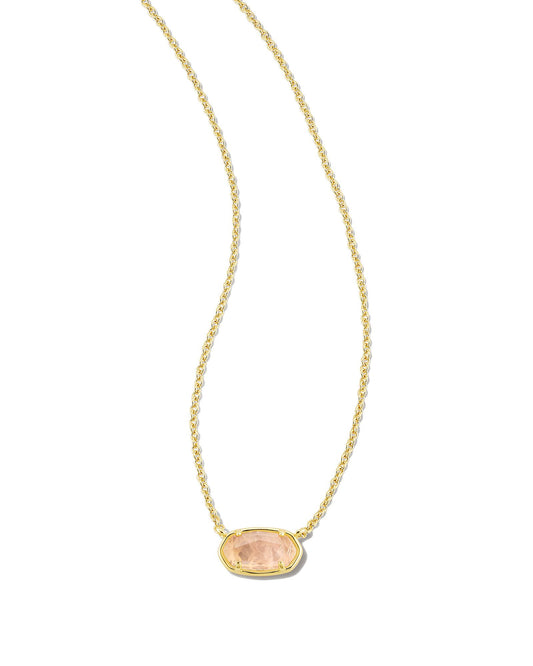 Kendra Scott Grayson Short Pendant Necklace - Gold Rose Quartz