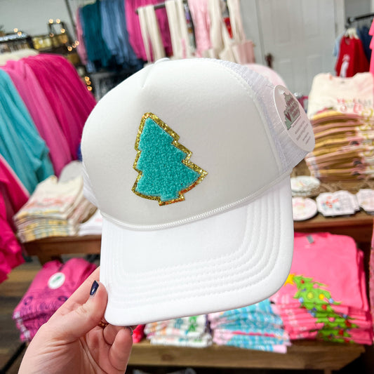 White/Mint Tree Trucker Hat