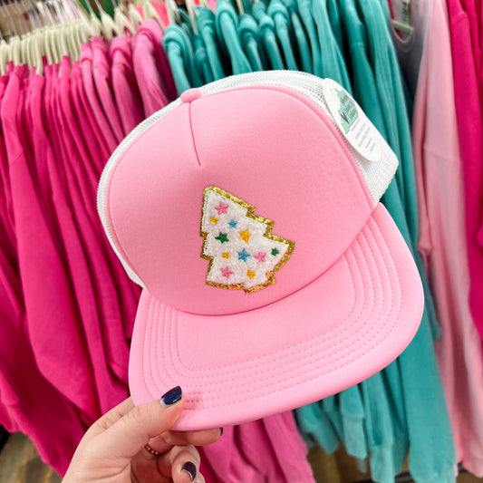 Pink Christmas Tree Trucker Hat