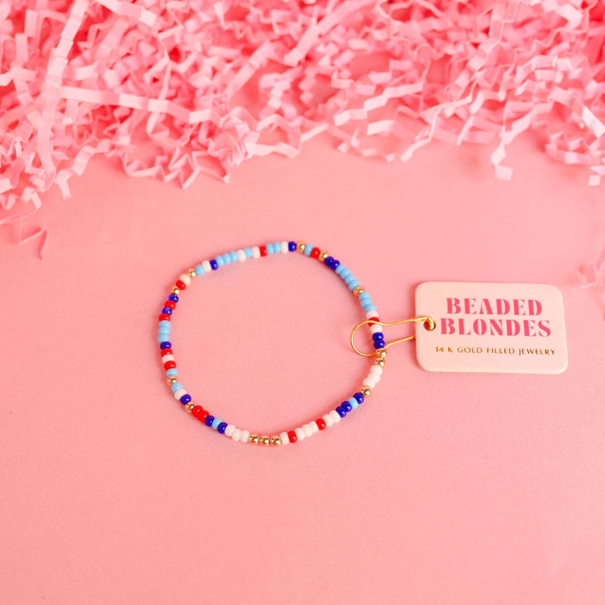 Red White & Blues Sprinkle Bracelet • Beaded Blondes