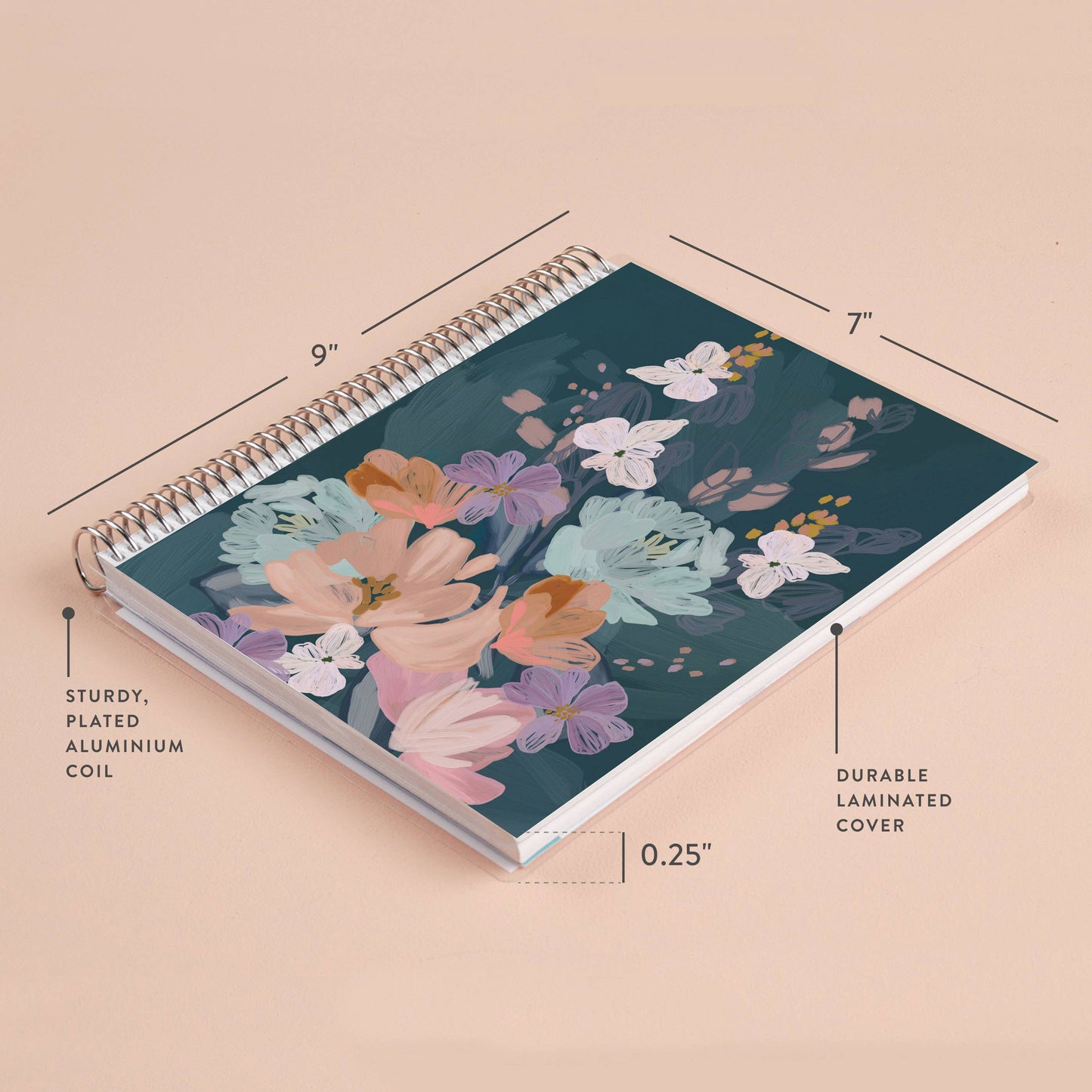 7x9 Bold Blooms Coiled Notebook