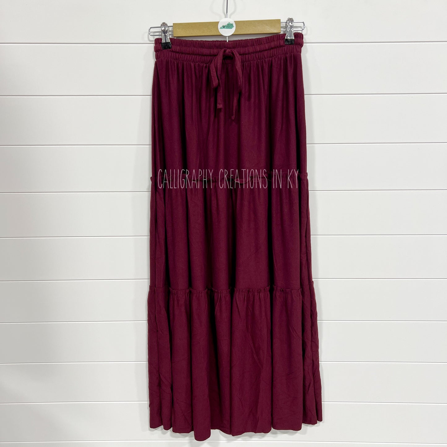 Burgundy Comfy Ruffle Maxi Skirt - FINAL SALE