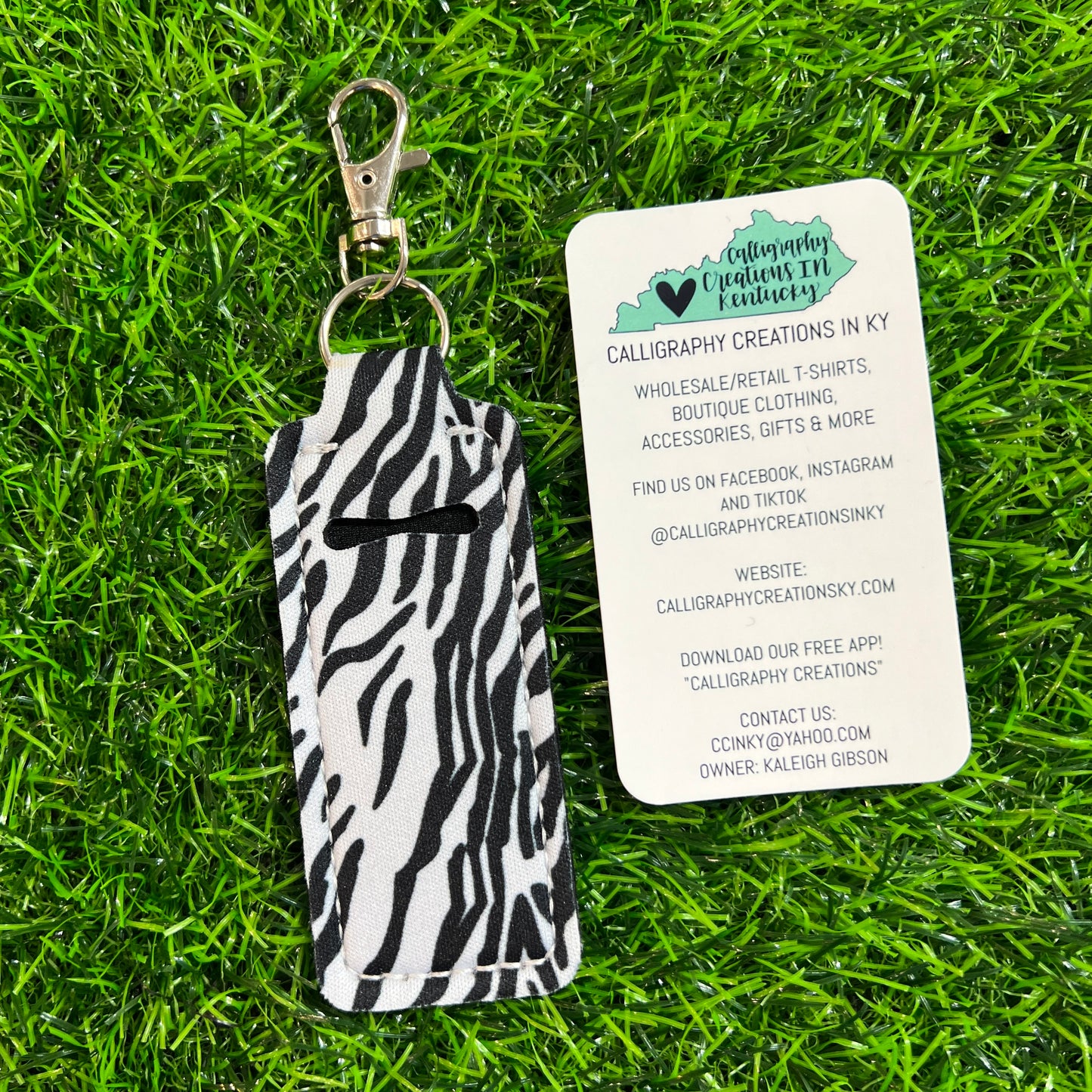 Zebra Lip Balm Holder Keychain