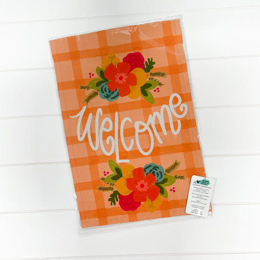 Welcome Orange Garden Flag