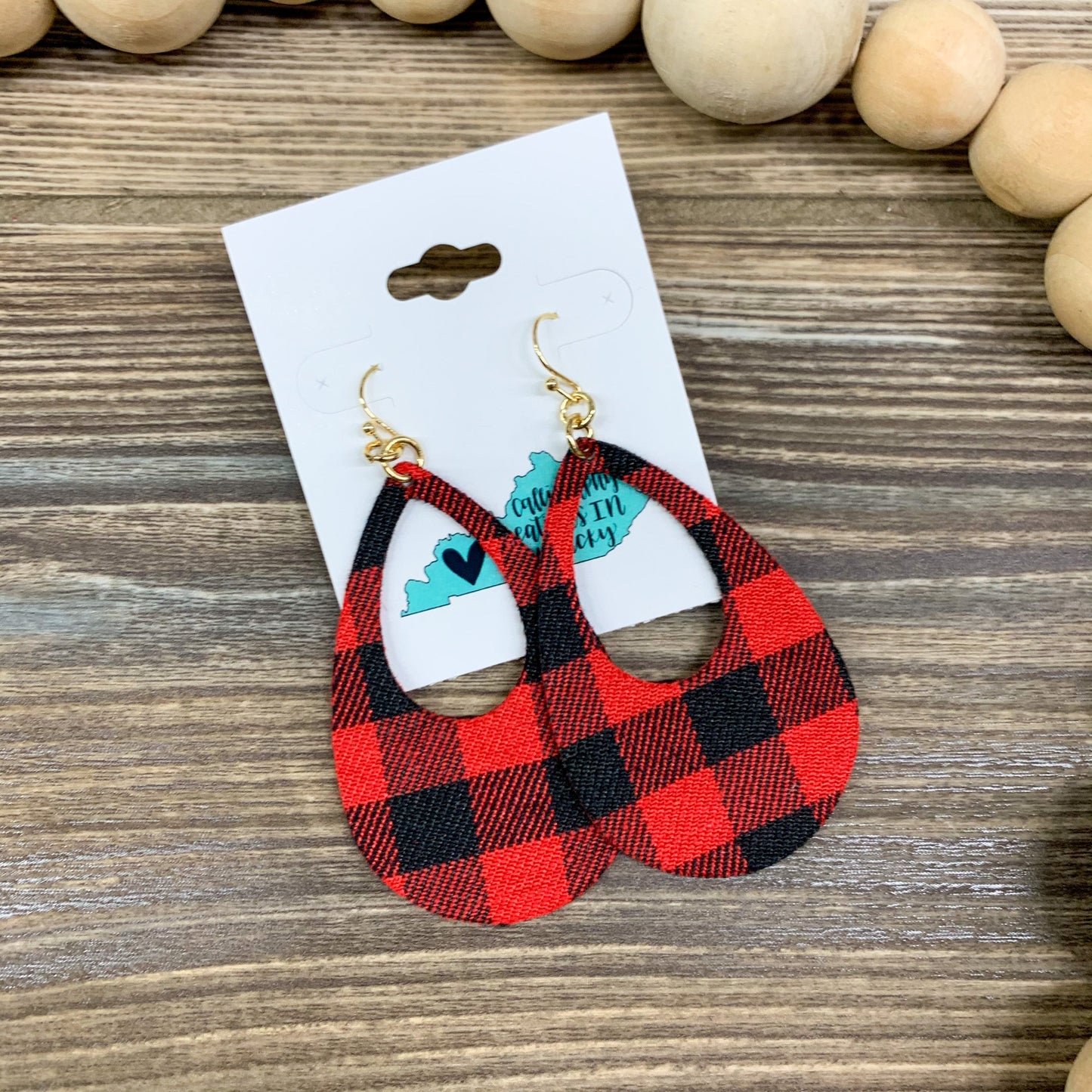 Black/Red Check Earrings