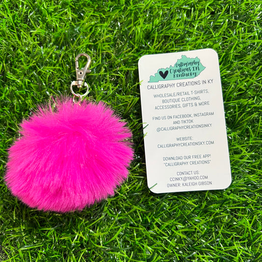 DOORBUSTER - Hot Pink Pom Pom Keychain