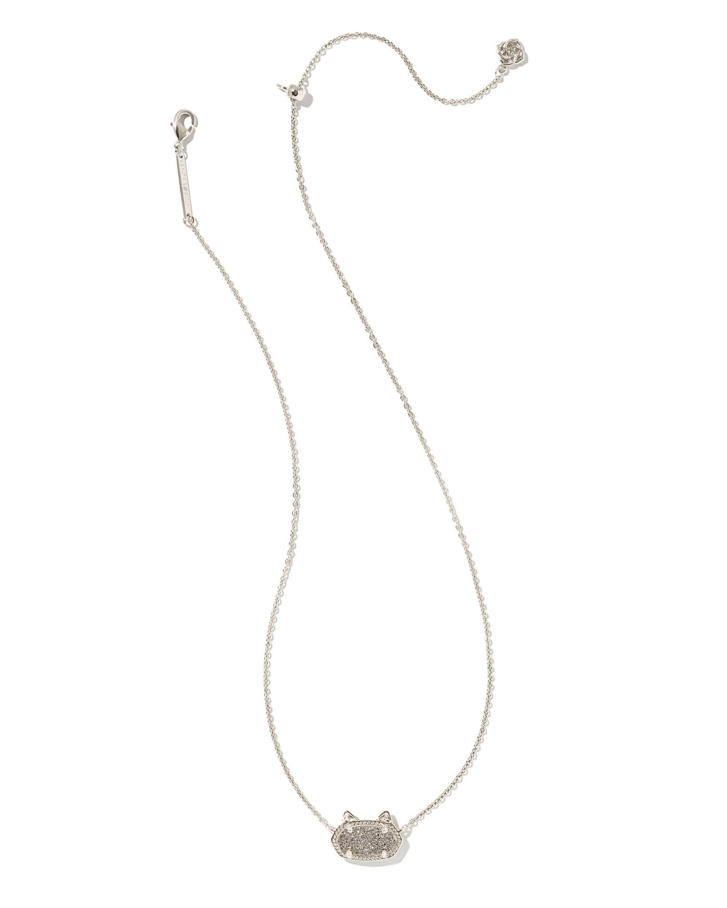 Kendra Scott Elisa Cat Pendant Necklace - Rhodium Platinum Drusy