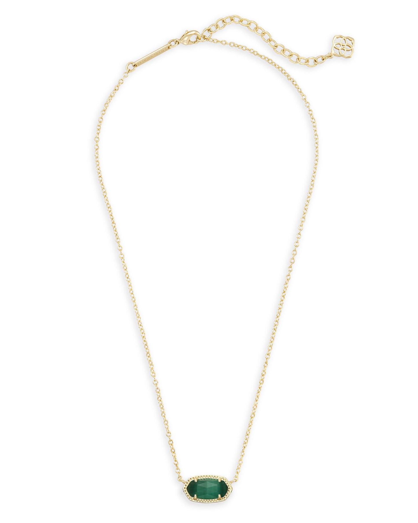 Kendra Scott Elisa Pendant Necklace - Gold Emerald Cats Eye