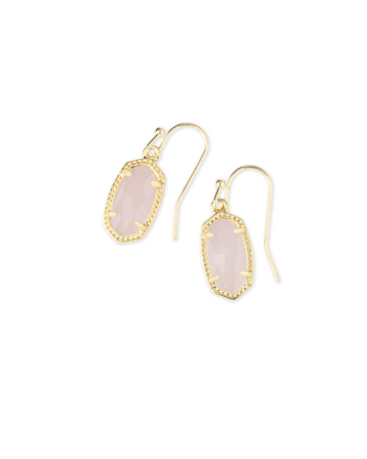 Kendra Scott Lee Drop Earrings - Gold Rose Quartz