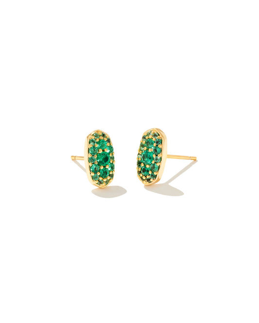 Kendra Scott Grayson Crystal Stud Earrings - Gold Emerald Crystal