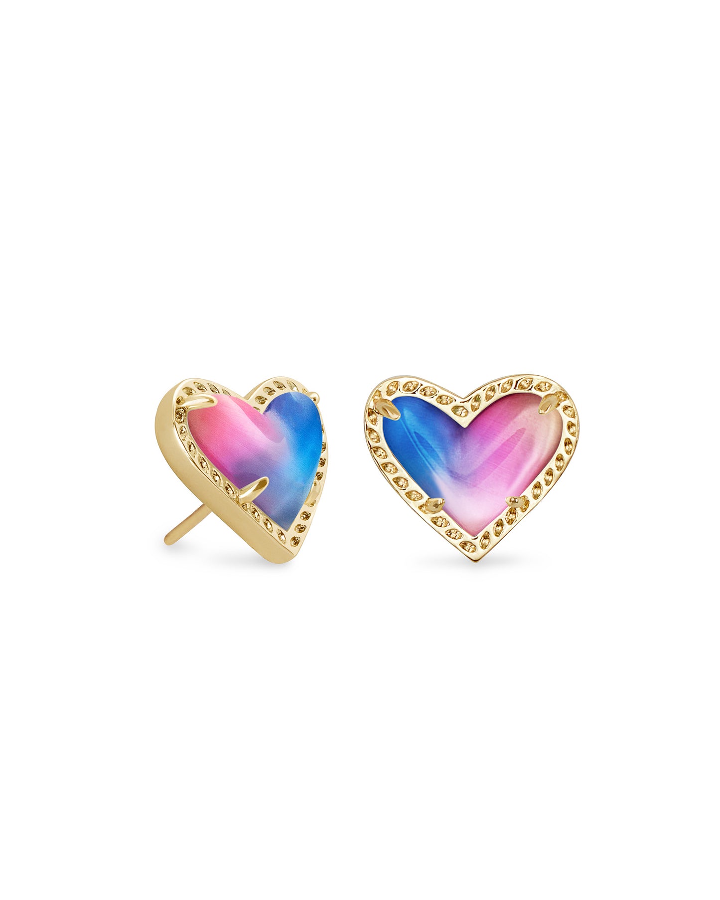 Kendra Scott Ari Heart Stud Earrings - Gold Watercolor Illusion