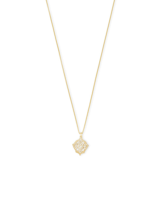 Kendra Scott Kacey Long Pendant Necklace - Gold Filigree Metal