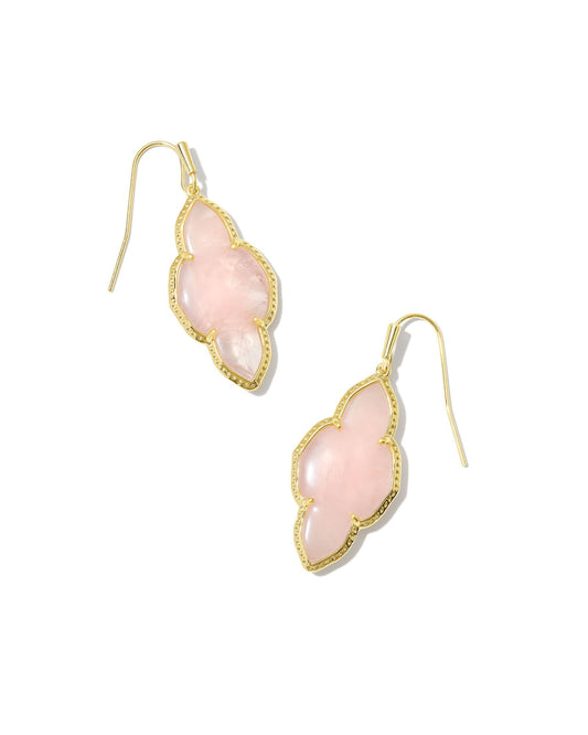 Kendra Scott Abbie Drop Earrings - Gold Rose Quartz