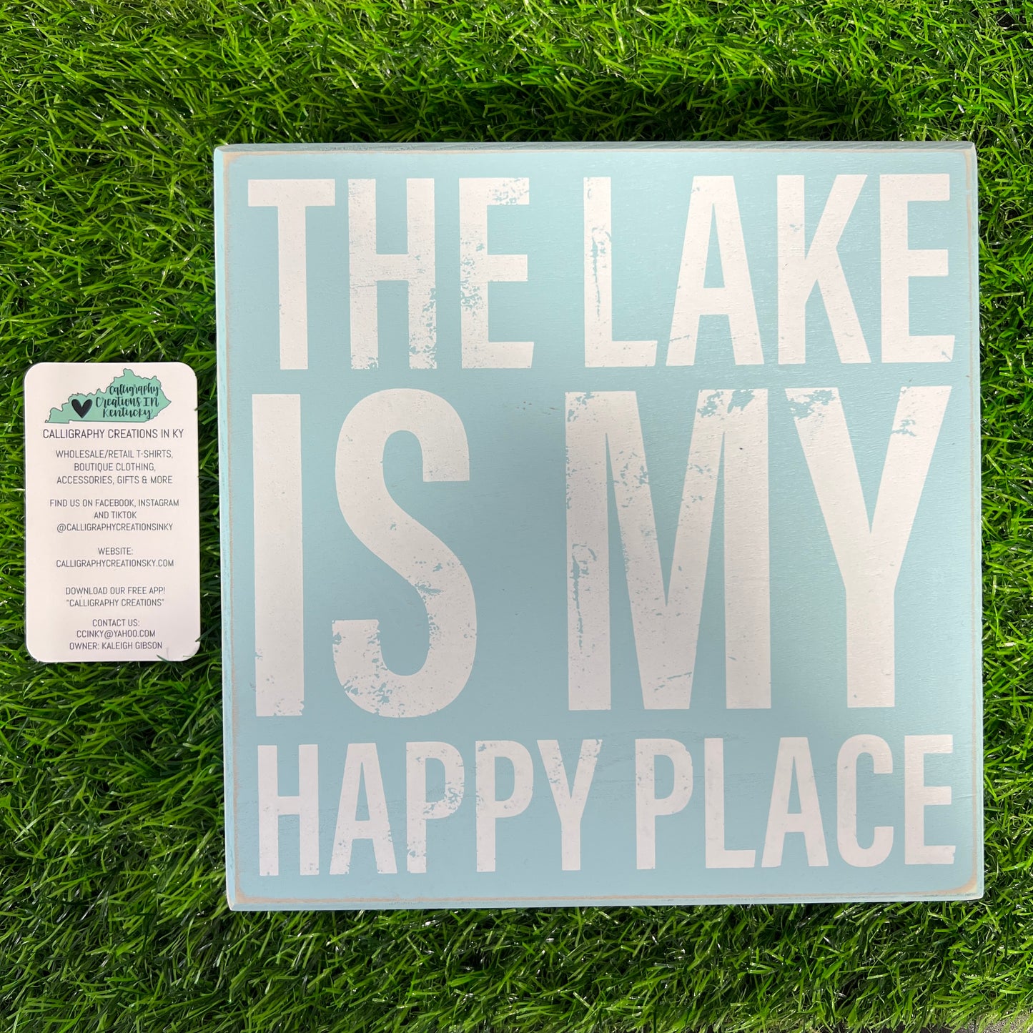 The Lake Is My Happy Place Box Sign