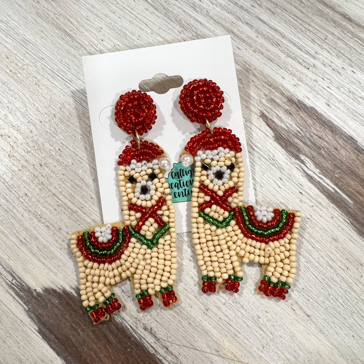 Santa Hat Llama Earrings