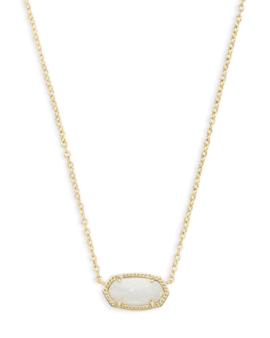 Kendra Scott Elisa Pendant Necklace - Gold White Opal