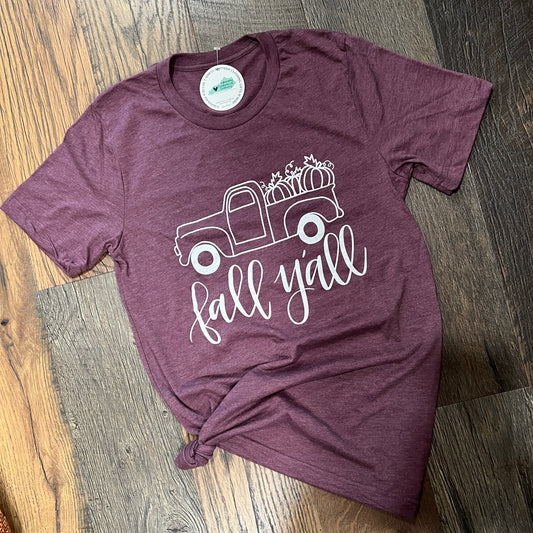 Burgundy Fall Y'all Truck Tee [RTS]