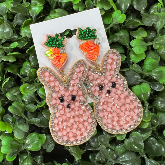 Blingy Bunny Earrings-pink