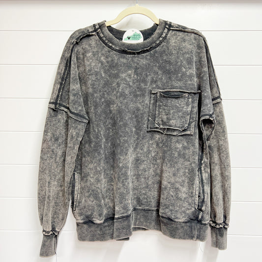 Black Acid Wash Pullover