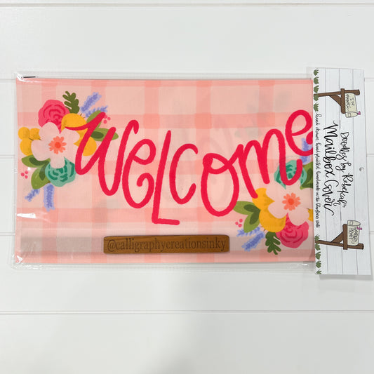 Pink Welcome Mailbox Cover