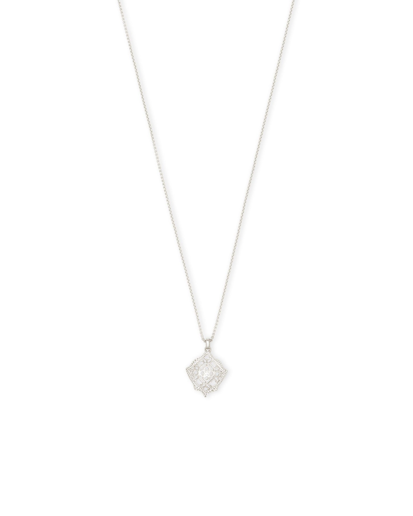 Kendra Scott Kacey Long Pendant Necklace - Rhodium Filigree Metal