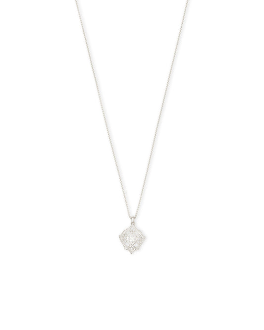 Kendra Scott Kacey Long Pendant Necklace - Rhodium Filigree Metal