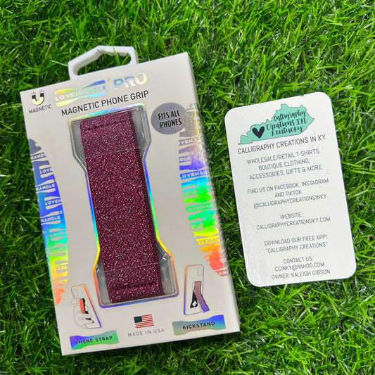 Cranberry Glitter LoveHandle Pro Phone Grip