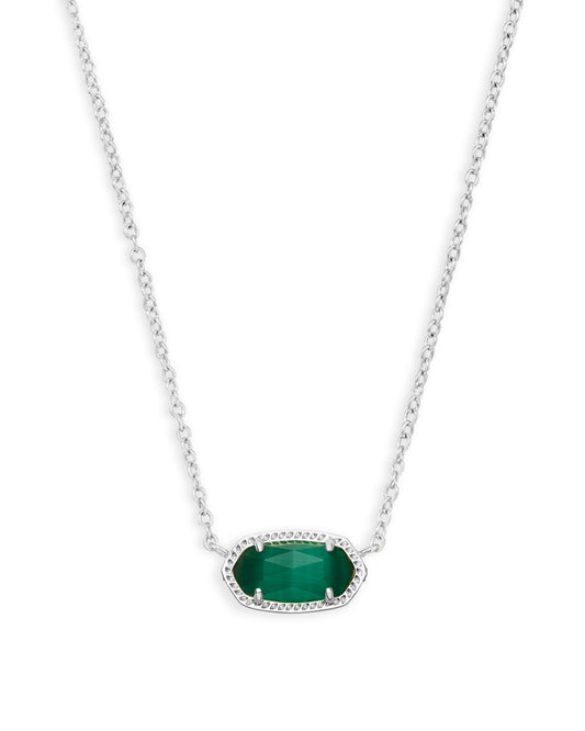 Kendra Scott Elisa Pendant Necklace - Rhodium Emerald Cats Eye