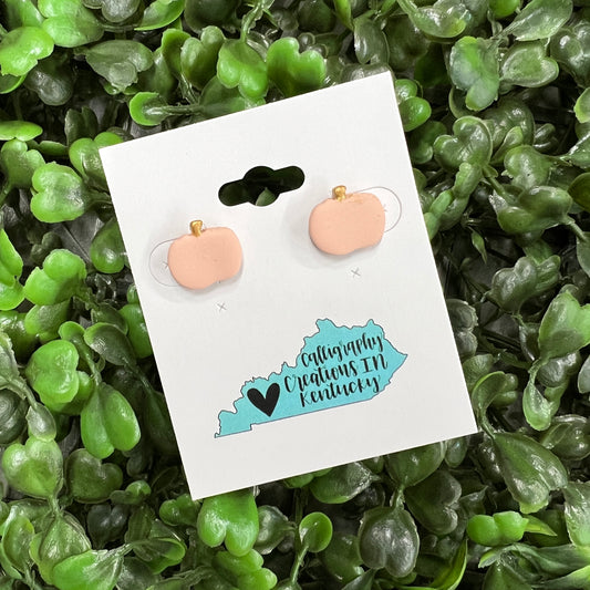 Pink Handmade Clay Pumpkin Earrings