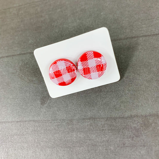 Handmade Red Check Earrings