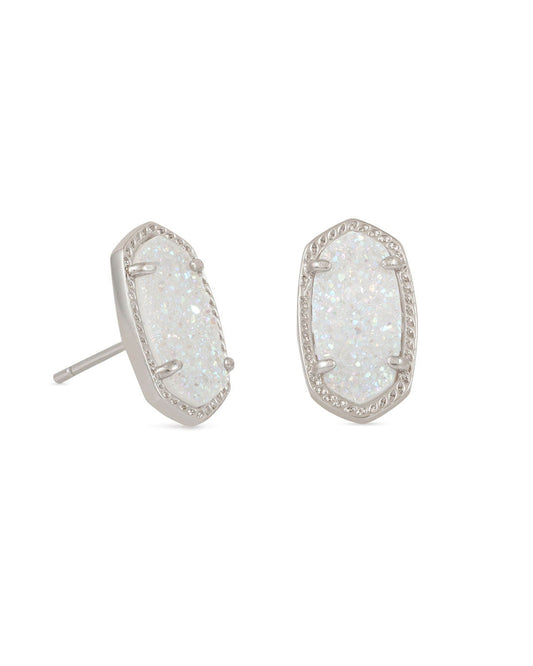 Kendra Scott Ellie Stud Earrings - Rhodium Iridescent Drusy