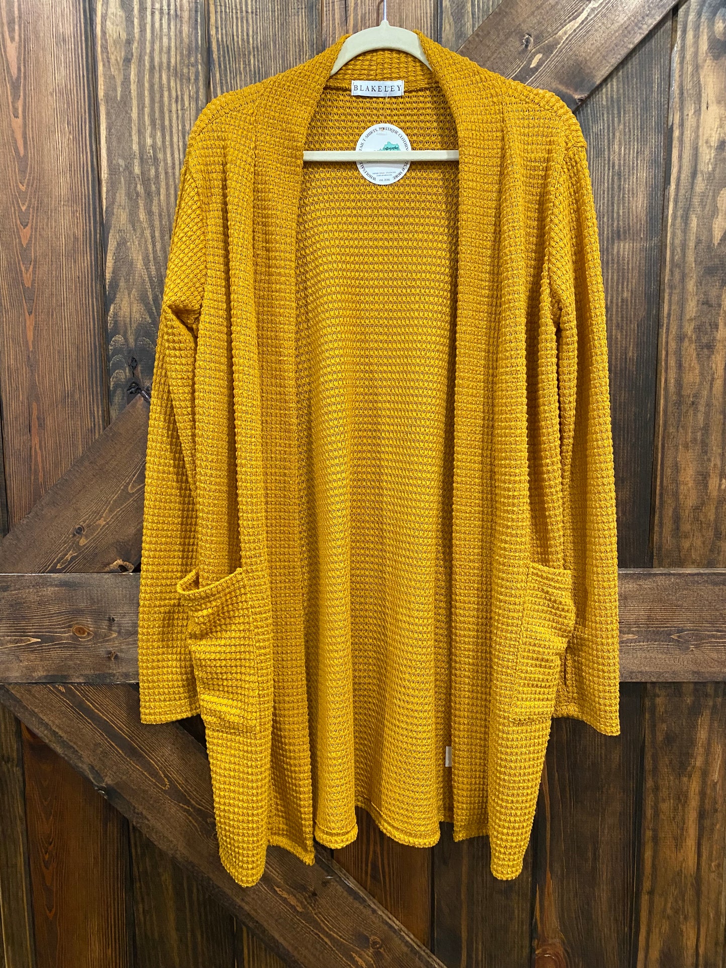 Mustard Thin Waffle Cardigan