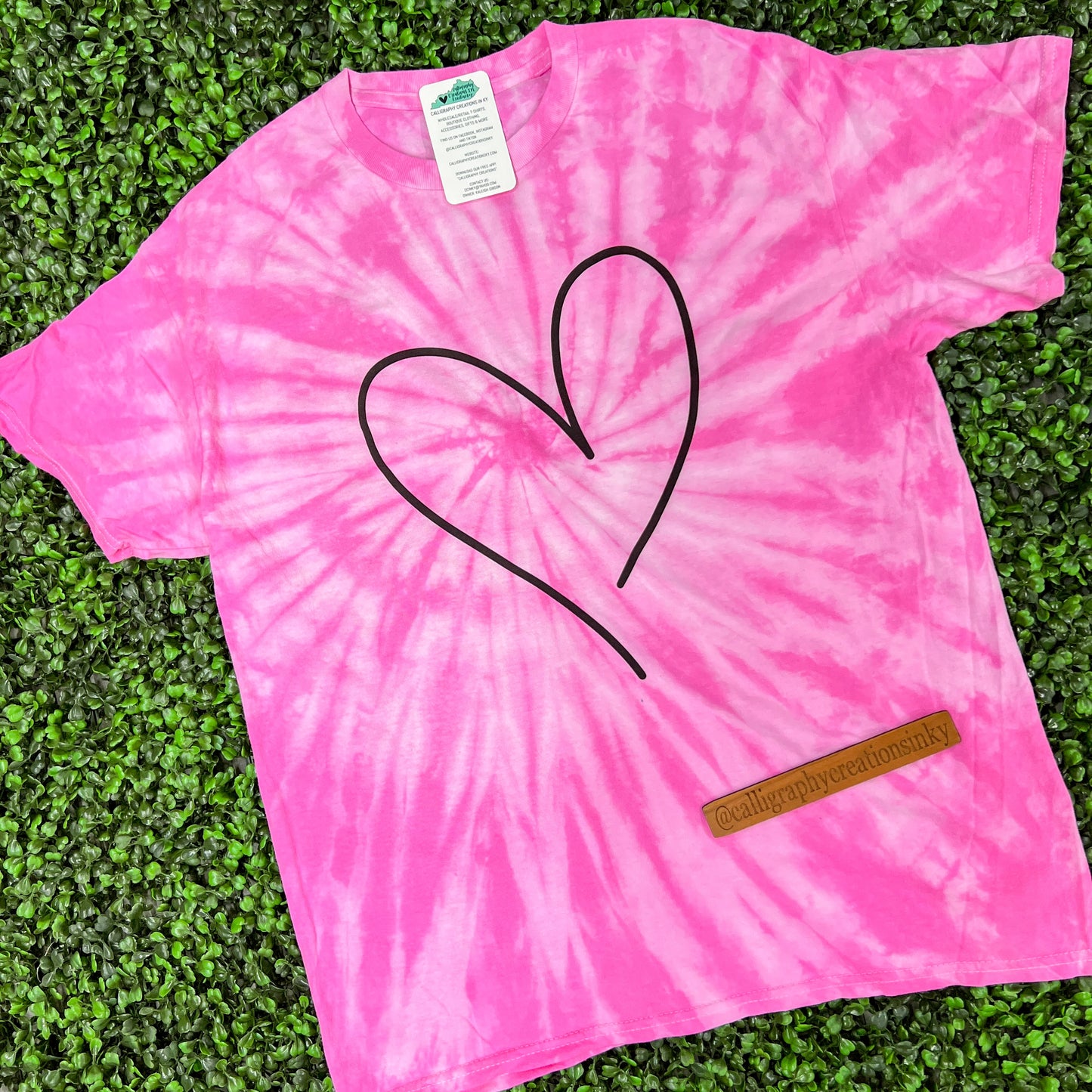 Pink Tie Dye Heart Tee