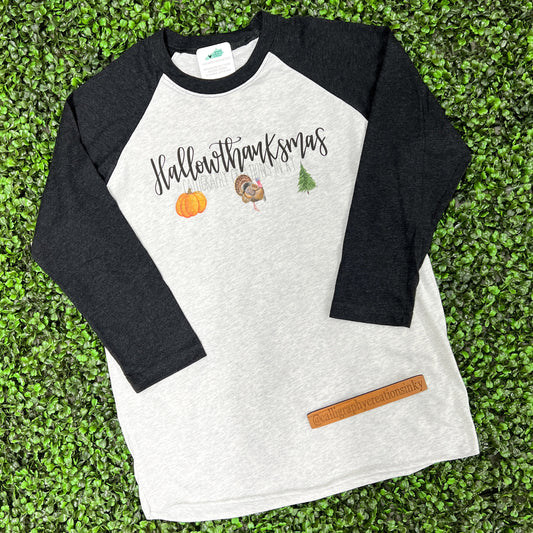 HallowThanksMas Raglan - FINAL SALE