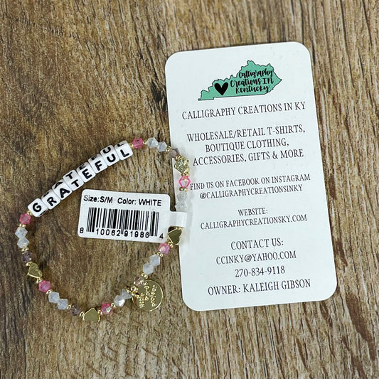 Grateful / Musical Mist Little Words Project Beaded Bracelet