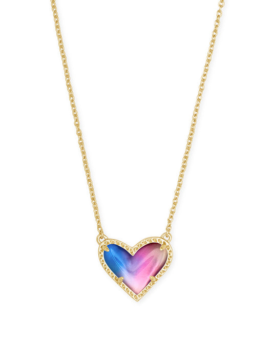 Kendra Scott Ari Heart Pendant Necklace - Gold Watercolor Illusion