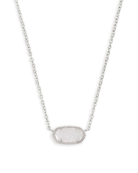 Kendra Scott Elisa Pendant Necklace - Rhodium Iridescent Drusy